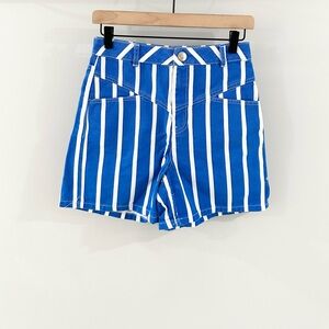 ASOS High Waist Denim Shorts Blue Stripe Size 4
